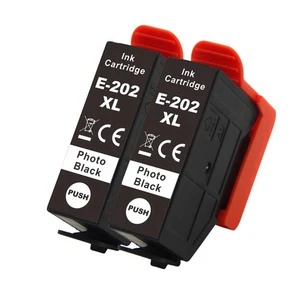 2 Photo Black XL Ink Cartridges to replace Epson 202XLPBk non-OEM/Compatible - Picture 1 of 3
