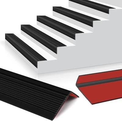Stair Edge Trim Vinyl Rubber Stair Nosing Non-Slip Self Adhesive Stair Treads  - Image 1 of 4