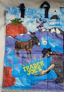 Trader Joes wiederverwendbare Einkaufstasche Markttasche Esel Gold Bergbau Sommer Liebe - Bild 1 von 5