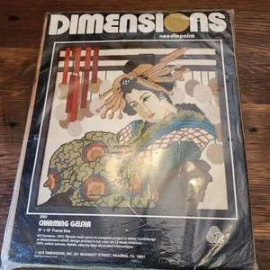 Vintage 1978 Dimensions Charming Geisha Kit 16 X 16 Needlepoint - Picture 1 of 2
