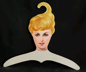 Vintage Boudoir Glamour Mid Century Kunststoff blond Damengesicht Kopf Kleidung Aufhänger - Bild 1 von 13
