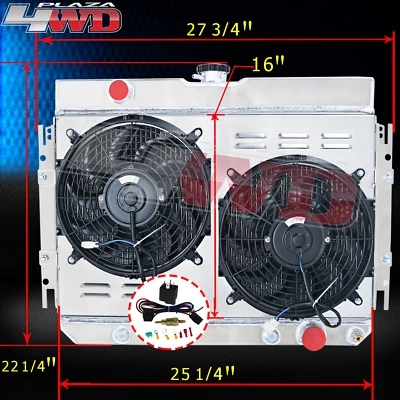 3 Row Radiator Shroud Fan For 1963-1968 Chevy Biscayne El Camino Bel Air Impala - Image 1 of 4