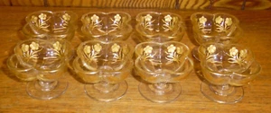 8 Gold Gilt Encrusted Cut Glass Raised Open Salt Cellars - Three Flowers - Picture 1 of 9