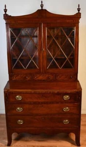 1880s American Federal Mahogany secretary desk hutch display cabinet bookcase - Picture 1 of 1