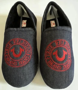 True Religion Blue Denim Men's Slip On Slippers Size Medium 9-10 New In Box - Picture 1 of 8