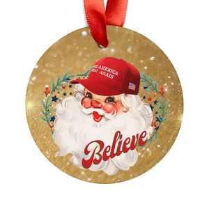 MAGA Santa Believe Acryl Ornament, beidseitiger Druck | Präsident Trump Ornament - Bild 1 von 3