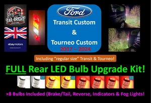 FORD Transit & Tourneo Custom 2017–2024 Rear LED Bulb Kit | P21W PY21W P21/5W x8 - Picture 1 of 16