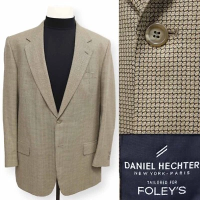 DANIEL HECHTER mens tan beige patterned USA sport coat suit jacket blazer 44 L - Image 1 of 4