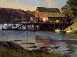 Don DEMERS " Last Light Harbor " Limited Edition Canvas signed Numbered ART Lake - Picture 1 of 10