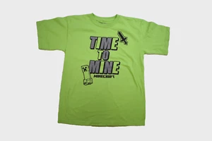 Minecraft Youth Boys Time To Mine Creeper Graphic Lime Green Shirt New Large - Picture 1 of 5