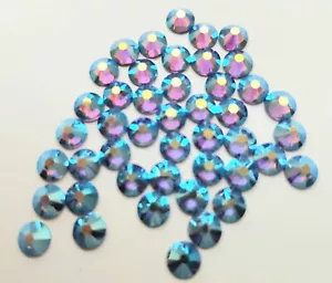 72 Swarovski Foiled Flatback TANZANITE AB Crystals - SS16 & SS20 - NOT HOTFIX - Picture 1 of 5