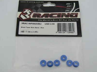 3 Racing Shock Tower Shim M8 x 2 (6pcs/Blue) - 3RAC-WFS820/BU - Image 1 of 3