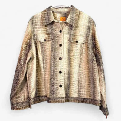 Ruby Rd. Women's Metallic Animal Print Jacket Long Sleeve Size 22W - Image 1 of 2