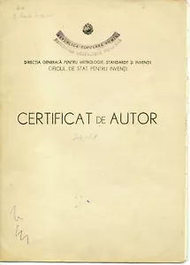 Romania, 1963, Vintage Patent / Invention Certificate - RPR - Picture 1 of 3