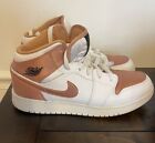 NIKE AIR JORDAN 1 MID BLANC-ROSE OR-BLK TAILLE 7Y-FEMME TAILLE 8 555112-190