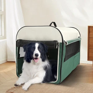 36" Dog Cage Crate Kennel Pet Cat Cage Crate Travel Folding Carrier Crate Green - Picture 1 of 22