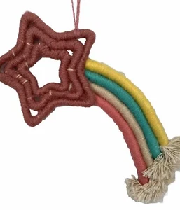 Shooting Star Rainbow Macrame Wall Hanging Art Boho Hand Made by Artisans - Picture 1 of 12