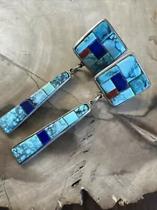 Authentic Navajo Olivia D. Whitethorne Earrings Sterling With Multi Stones - Picture 1 of 11