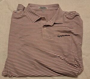 Taylormade by Peter Millar Polo Shirt Striped Stretch Golf Logo Mens XL Light