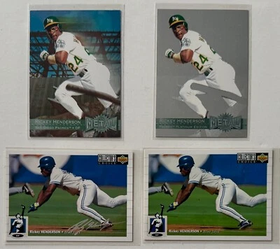 Rickey Henderson 1996 Fleer Metal Platinum Ed 237 / 1994 Upper Deck 131 Silver - Image 1 of 4