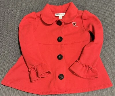 Kids Headquarters Girls Toddler Red Heart Dress Coat Jacket Cotton Blend Size 4T - Image 1 of 4
