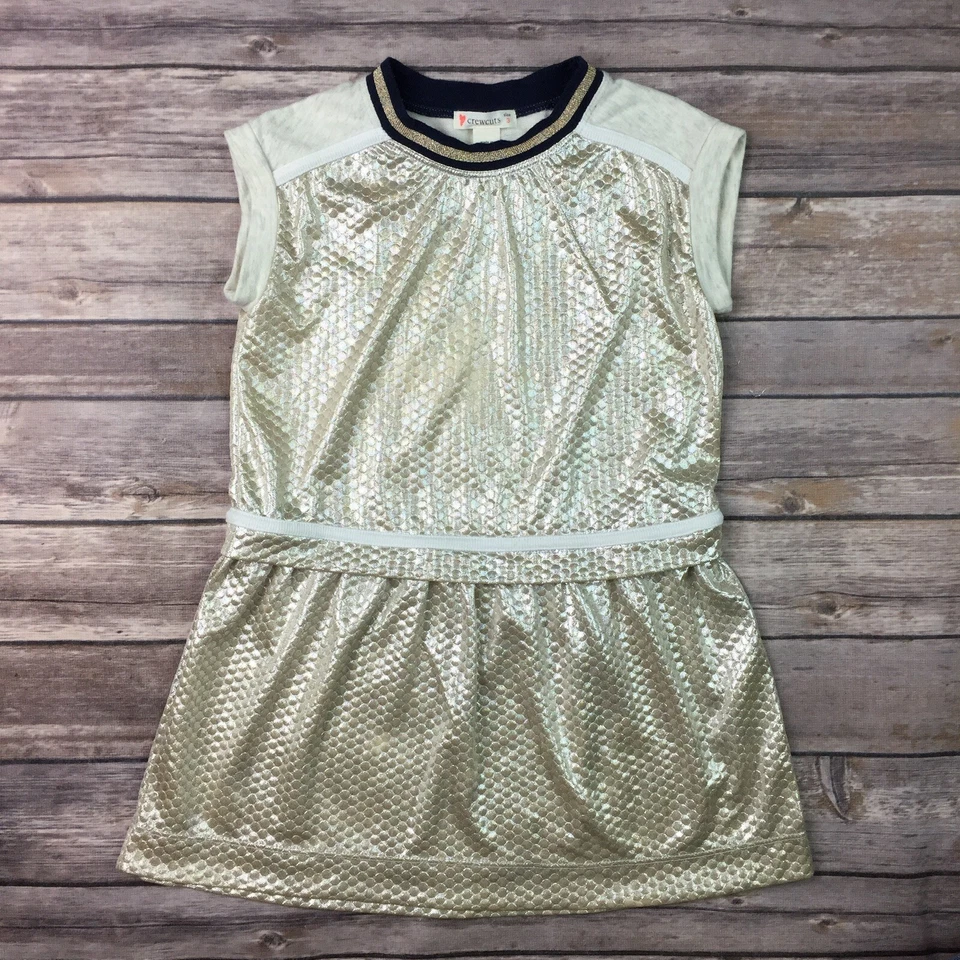 $79 Crewcuts Girls Toddler 3 Metallic Beige Stretchy Flare Shift Dress J Crew Foto 1 de 4