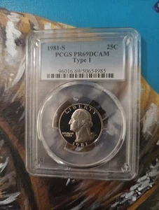 Cuarto Washington 1981-S, 25c, tipo 1, prueba - PCGS PR69DCAM E123 - Imagen 1 de 3