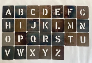 WW2 Military MOD Metal Alphabet Stencils Complete Set Stamped 1944 V.S & E.W - Picture 1 of 23