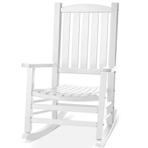 Wood Outdoor Rocking Chair, Oversized Patio Rocking Chair w/400lbs Support & ... - Picture 1 of 9