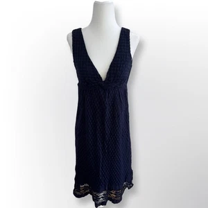 Max Studio Navy Deep V-Neck Lace Dress | Size S - Bild 1 von 8