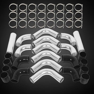 Kit de tubulação intercooler universal 12 peças 2,5" + braçadeiras parafuso T + acoplador de silicone - Imagem 1 de 4
