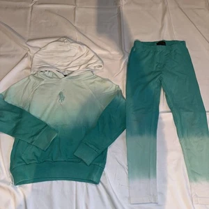 Polo Ralph Lauren tie-dye long sleeve polo Hoodie Leggings kids outfit sz 6X - Picture 1 of 9