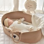 Baby Moses Korb Tragbare Babybett Handheld Infant Carrycot Khaki-bär Baumwolle