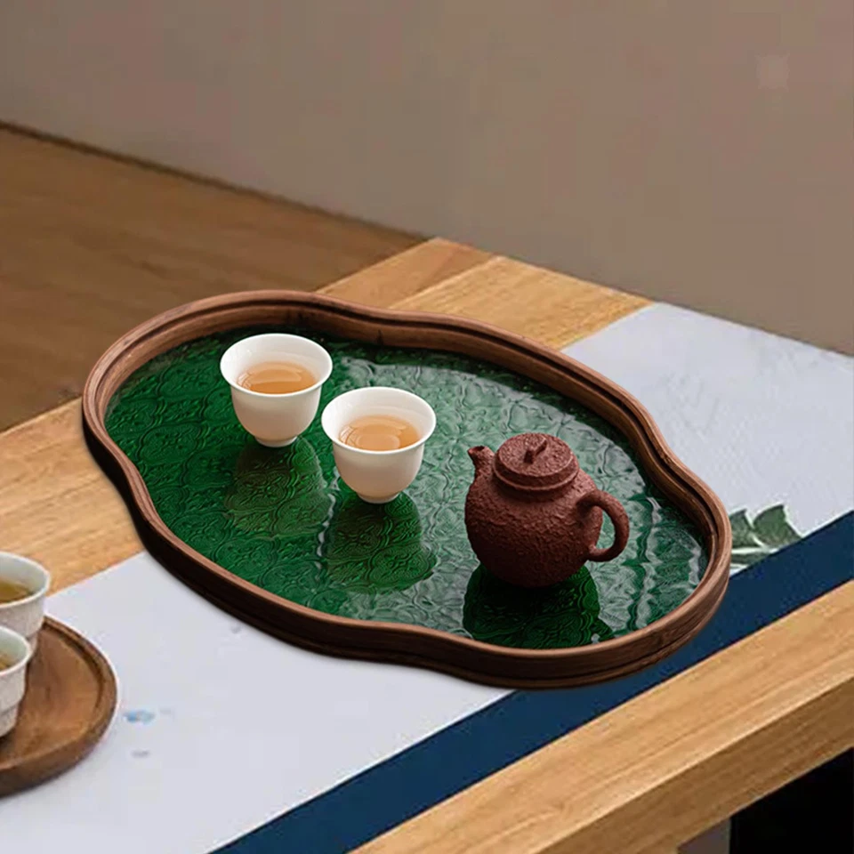 Begonia Flower Glass Tray Cake Storage Tray for Breakfast Hotel Entertaining - Image 1 of 1