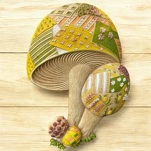 Vintage Wurzelholz Homco Home Interiors Pilze, Pilz Retro Wandbehang - Bild 1 von 9