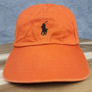 Vintage Polo Ralph Lauren Mütze Kappe Leder Strapback orange kleines Pony Freizeit Herren - Bild 1 von 8