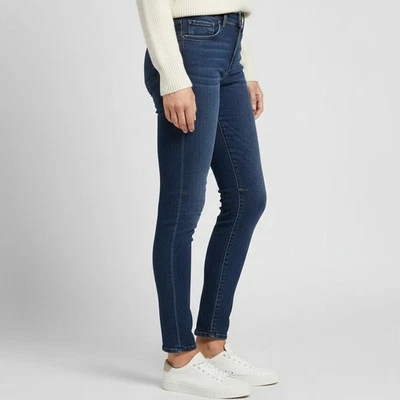 Pantalones de mezclilla ajustados Helmut Lang con curvas tiro alto lavado oscuro talla 26 para mujer  Foto 1 de 4