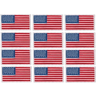 12 Pc- American Flag Patch US Embroidered Hero's Pride Sew On Tactical Uniform - Image 1 of 4
