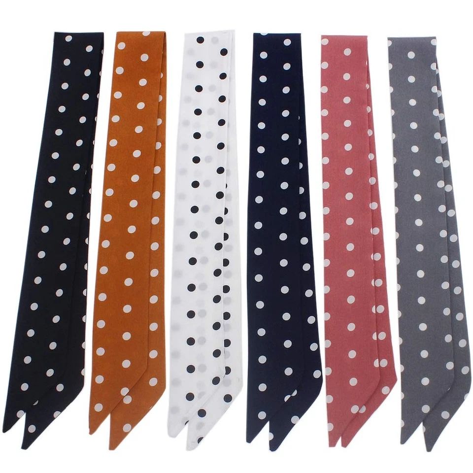 6Pcs Creative Small Dot Pattern Bag Handbag Handle Ribbon Scarf Hair Head Band