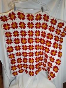 Vintage Granny Square Lap, bambino senape afgana giallo rosso bianco  - Foto 1 di 4