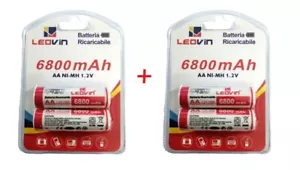 4 Batterie Pile Stilo AA Ricaricabili 6800mAh NI-MH 1,2V 🔋🔋🔋🔋BLISTERATE - Foto 1 di 1