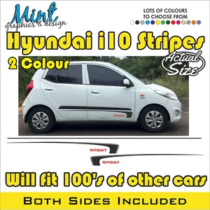 HYUNDAI i10 Side Stripes 2 colour FITS ALL MODELS Decals Stickers Graphics 014 - Picture 1 of 4