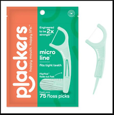Plackers Micro Line Dental Floss Picks, Fold-Out FlipPick, Fresh Mint Flavor, 75