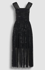 $845 Halston Womens Black Sequined Sleeveless Squared Neck A-Line Dress Size 8