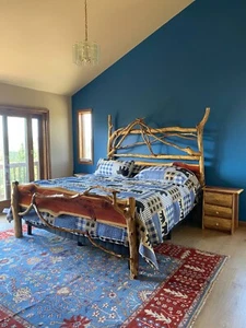 Rustic Cedar Log Bed | Handcrafted King Size w/2" Headboard | Solid Wood | Cabin - Picture 1 of 6