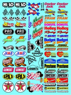 SPONSORS - WHITE VINYL Sticker Gang SHEET 26-R/C MODEL Decals 1/12-1/10-HOLLY - Image 1 of 4