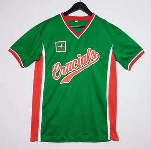 Camiseta deportiva de béisbol vintage original de los años 80 CRUCIALS verde roja poliéster para hombre talla L - Imagen 1 de 6