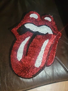ROLLING STONES Extra Large Sequins Sew On Patch 14 1/2 x 11 " - Picture 1 of 2
