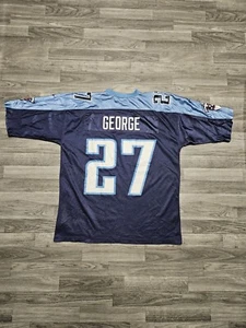 Vintage Nike Tennessee Titans #27 Eddie George Blue Jersey Size X-Large - Picture 1 of 9
