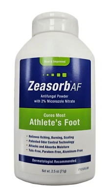 Zeasorb AF 抗真菌粉运动员脚等 2.5 盎司绿色 -- — 第 1/2 张图片